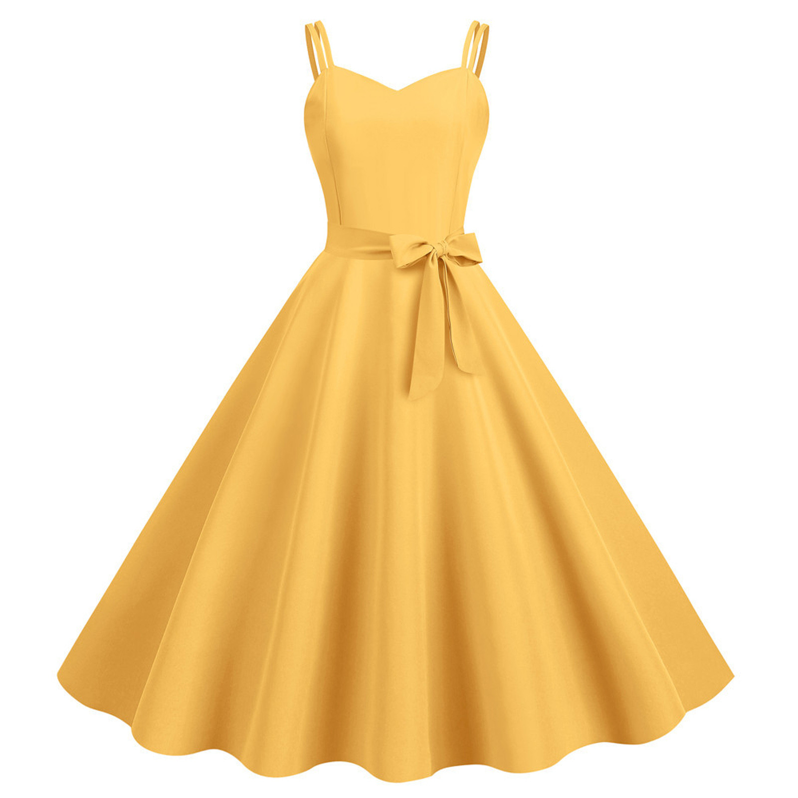 thumbnail image 2 of Vestido de fiesta sin mangas para mujer de los años 50: estampado floral, corte A, poliéster, cinturón extraíble, ropa de cóctel y fiesta, tallas S-XXL, contorno de pecho 88-104 cm, lavado a mano e, 2 of 5
